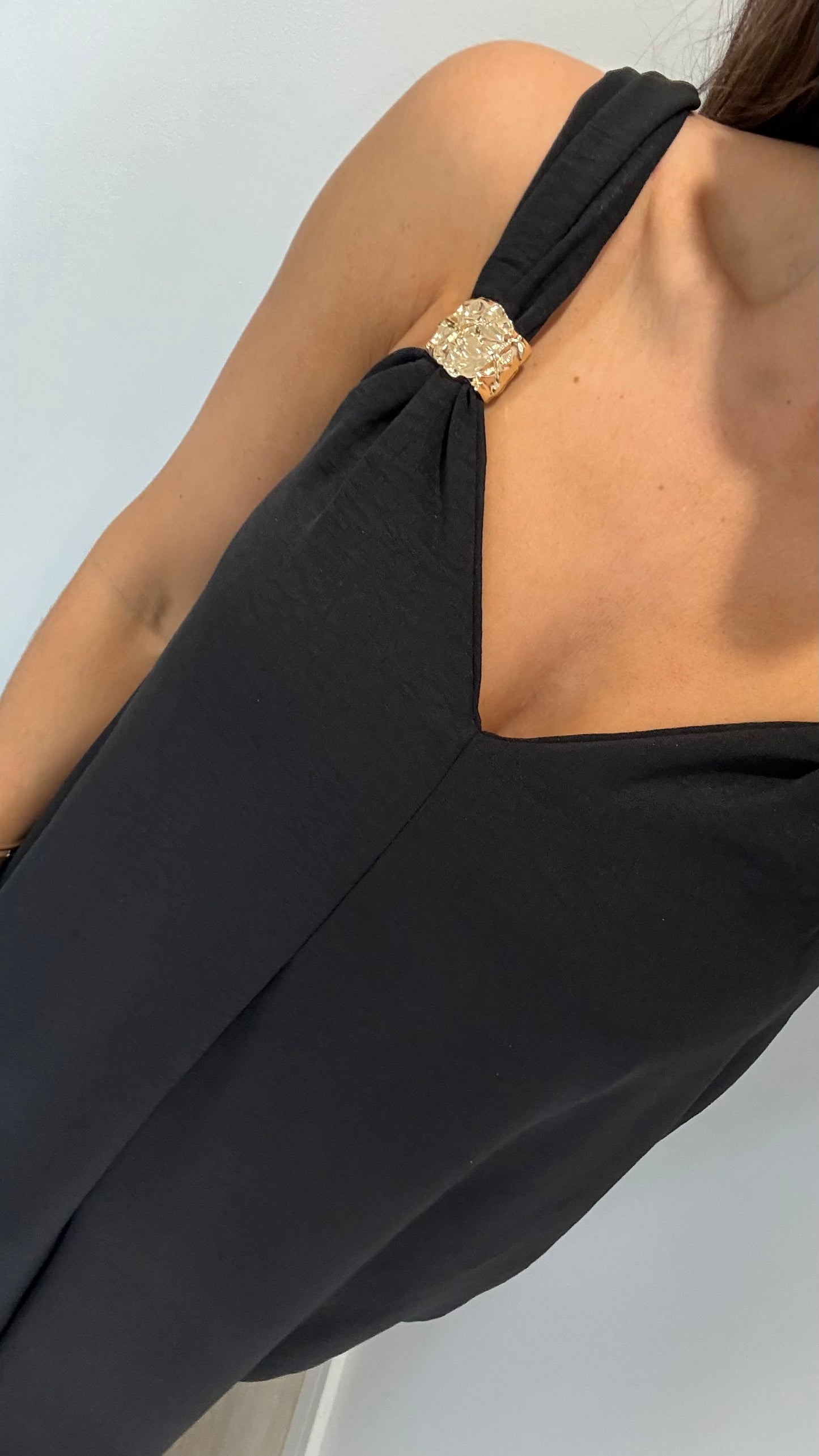 BLACK GOLD CLASP JUMPSUIT