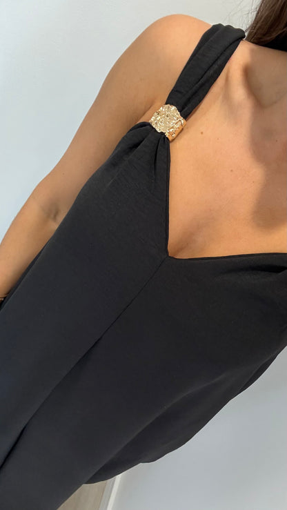 BLACK GOLD CLASP JUMPSUIT