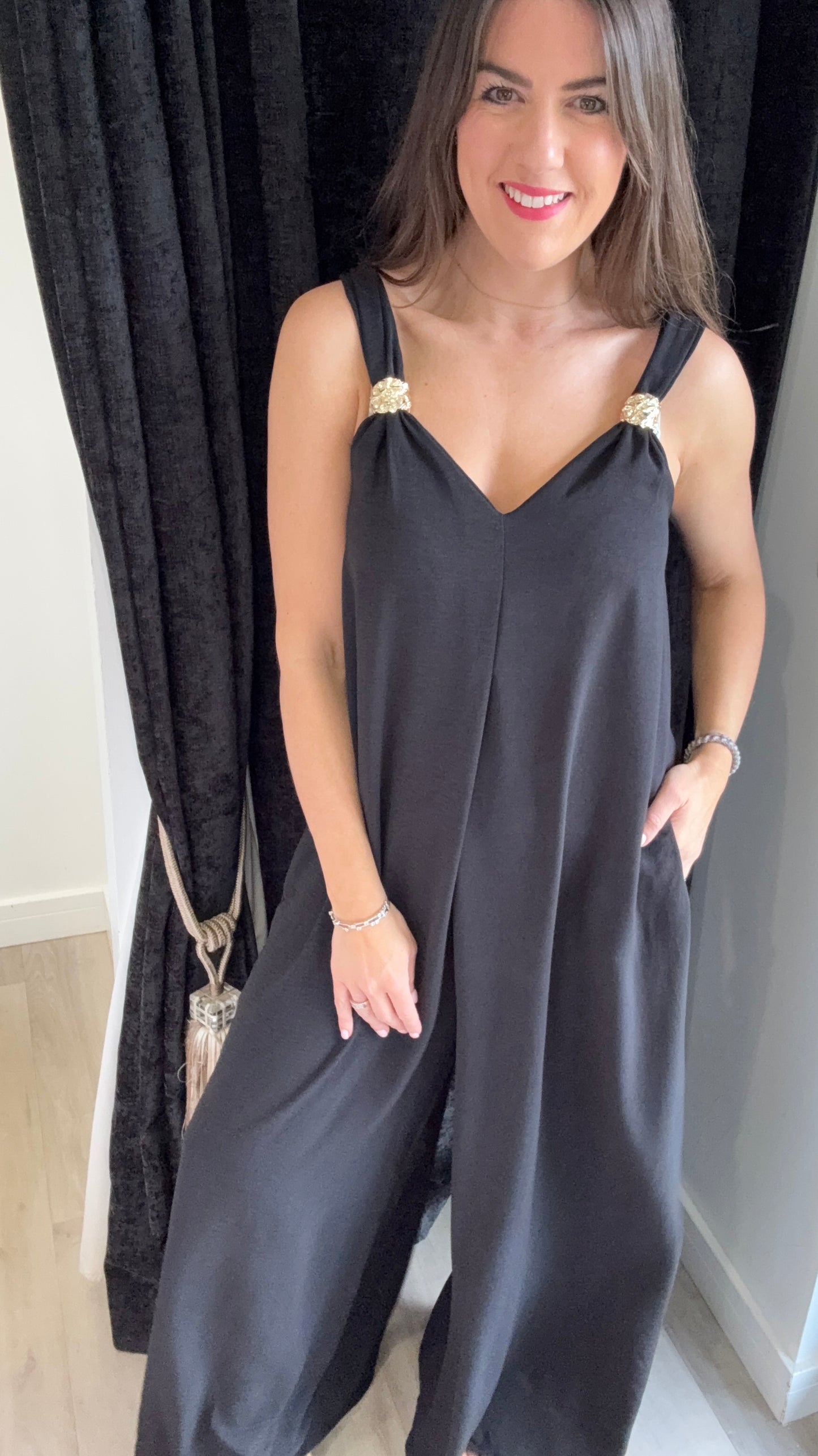 BLACK GOLD CLASP JUMPSUIT