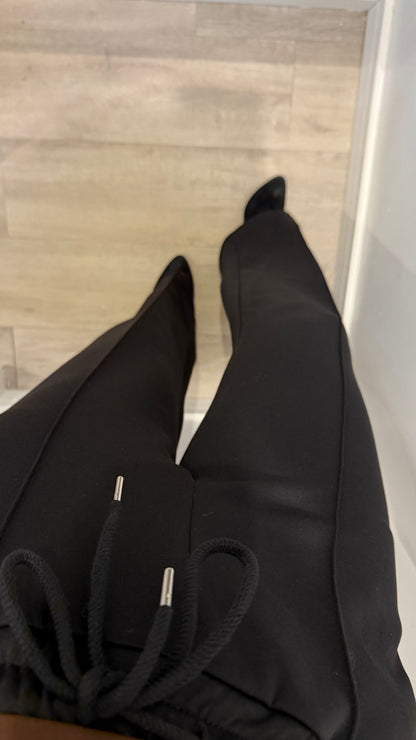 BLACK STRAIGHT LEG TROUSERS