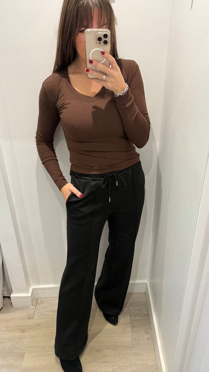 BLACK STRAIGHT LEG TROUSERS