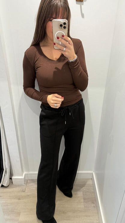 BLACK STRAIGHT LEG TROUSERS