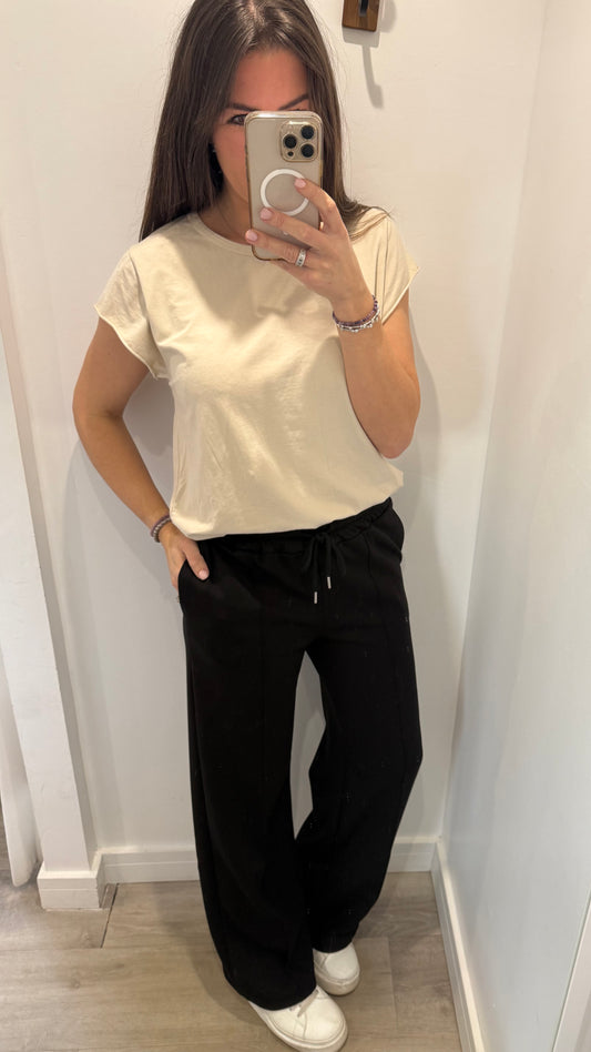 BLACK STRAIGHT LEG TROUSERS