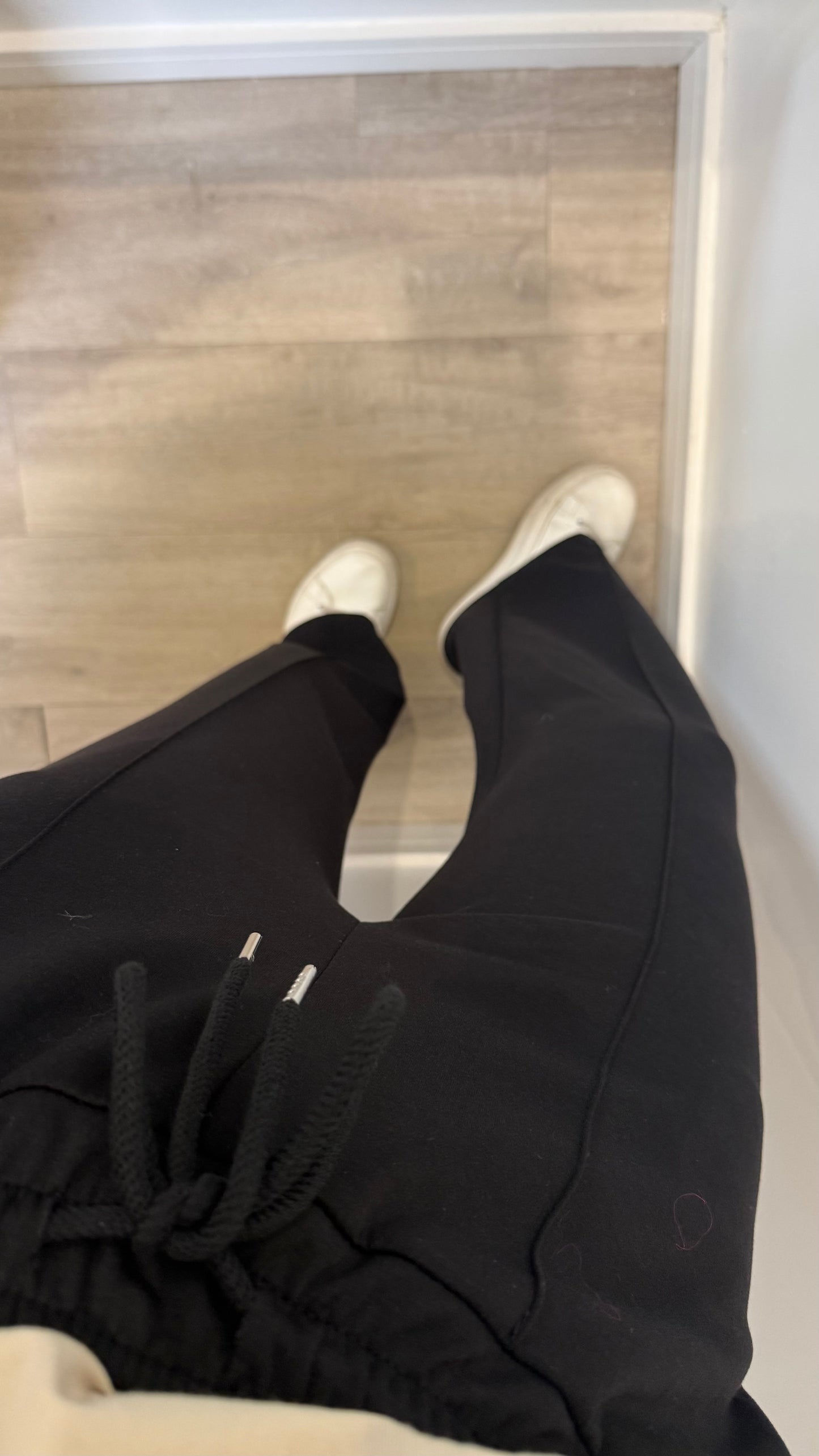 BLACK STRAIGHT LEG TROUSERS