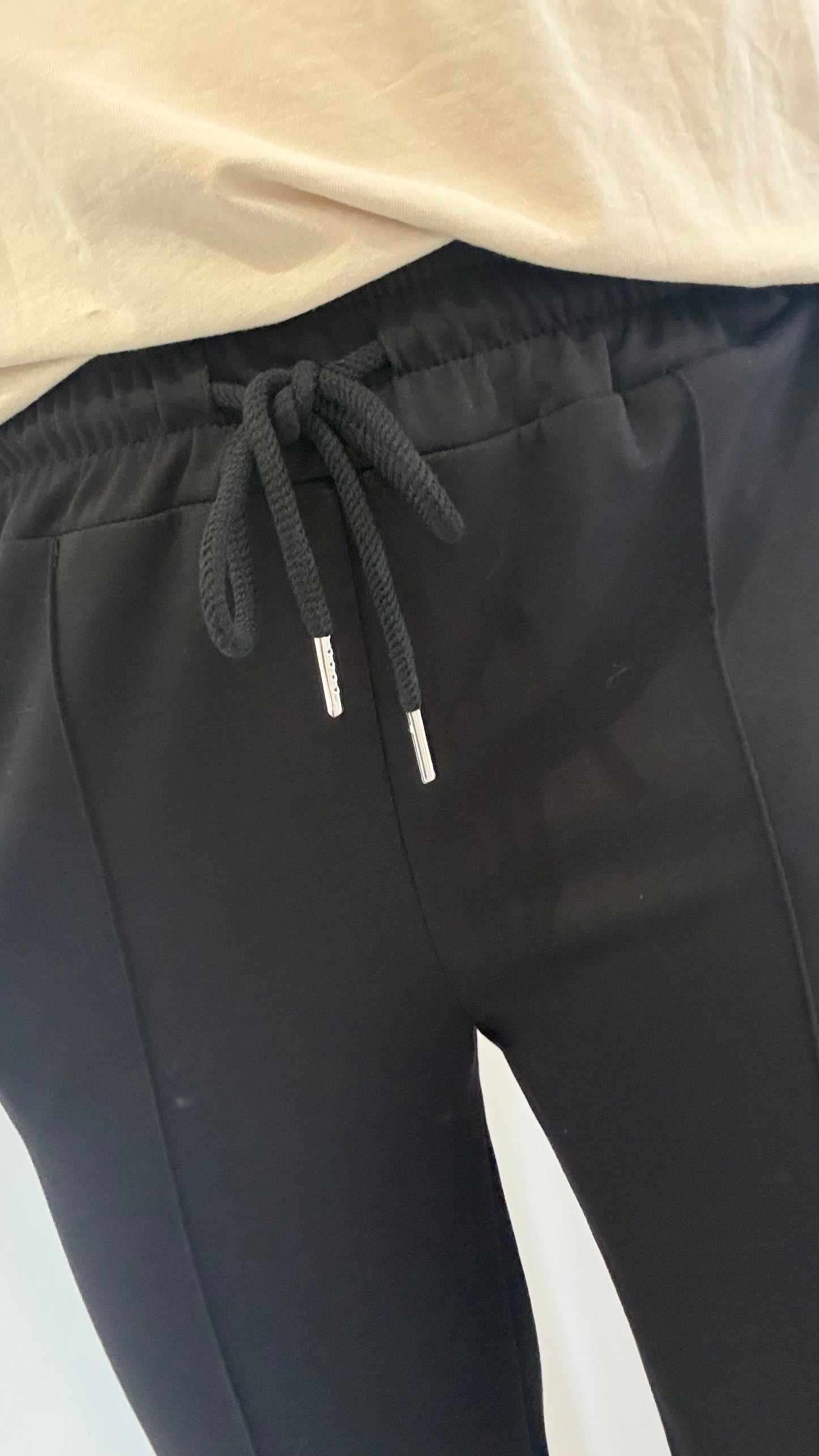 BLACK STRAIGHT LEG TROUSERS