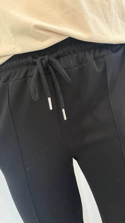 BLACK STRAIGHT LEG TROUSERS