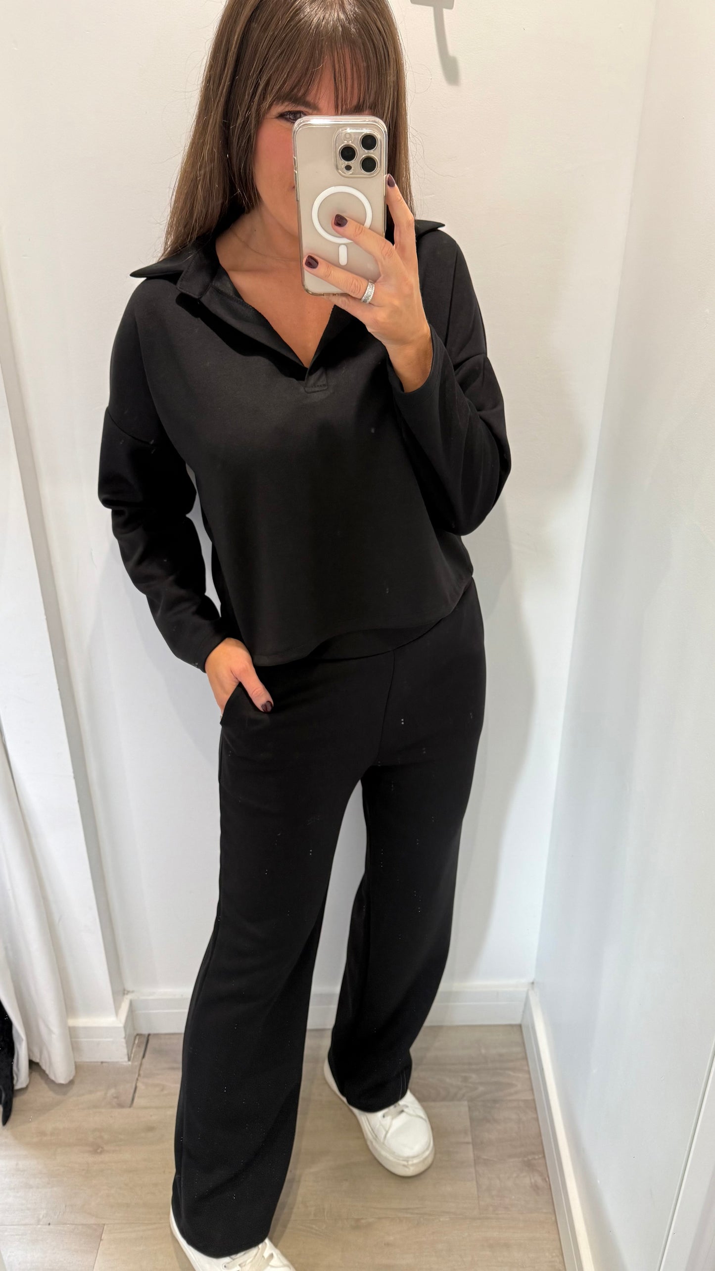 BLACK TWO PIECE LOUNGE SET