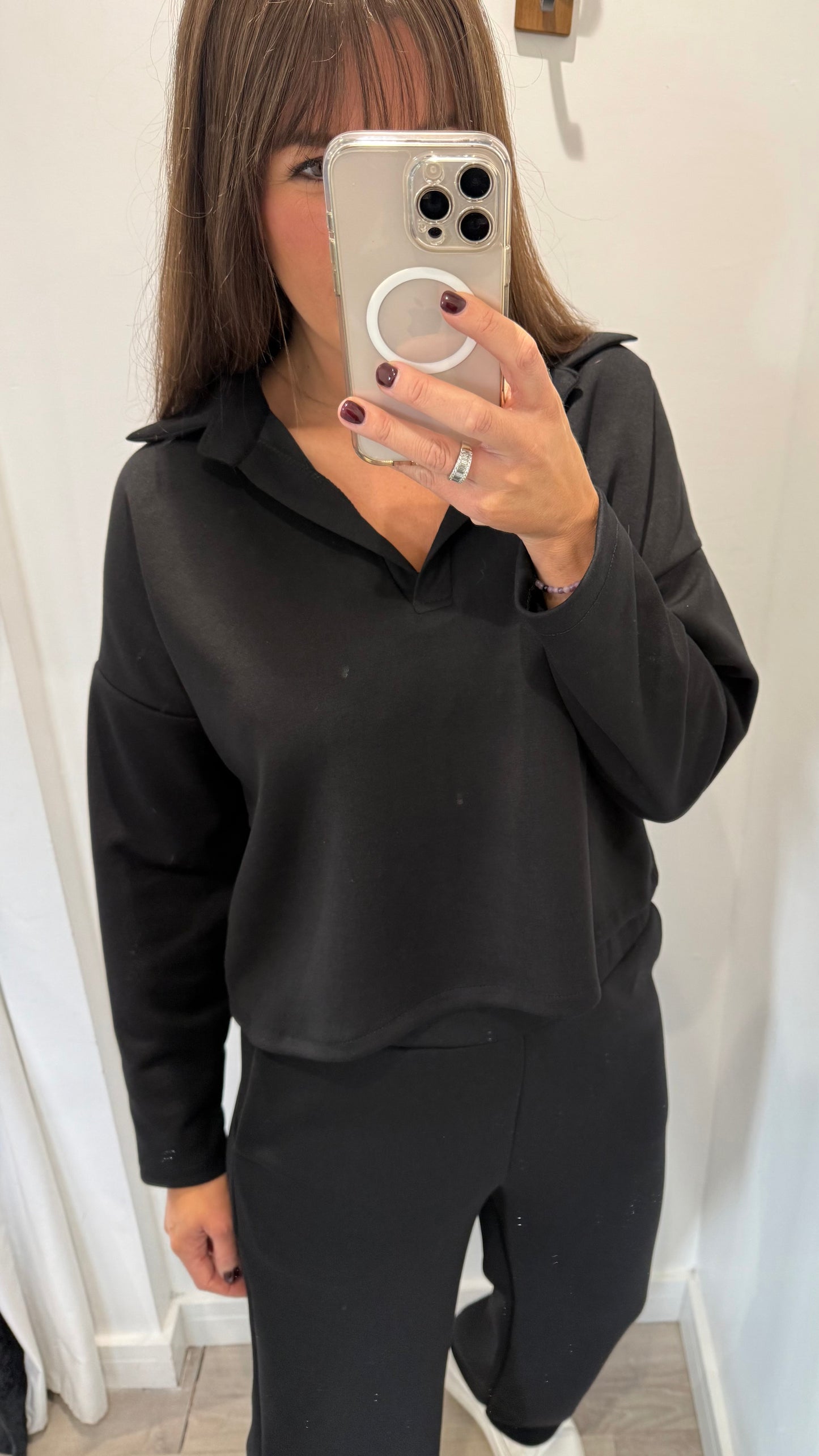 BLACK TWO PIECE LOUNGE SET