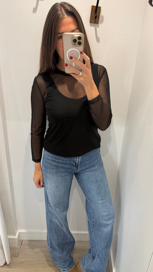BLACK SHEER TOP