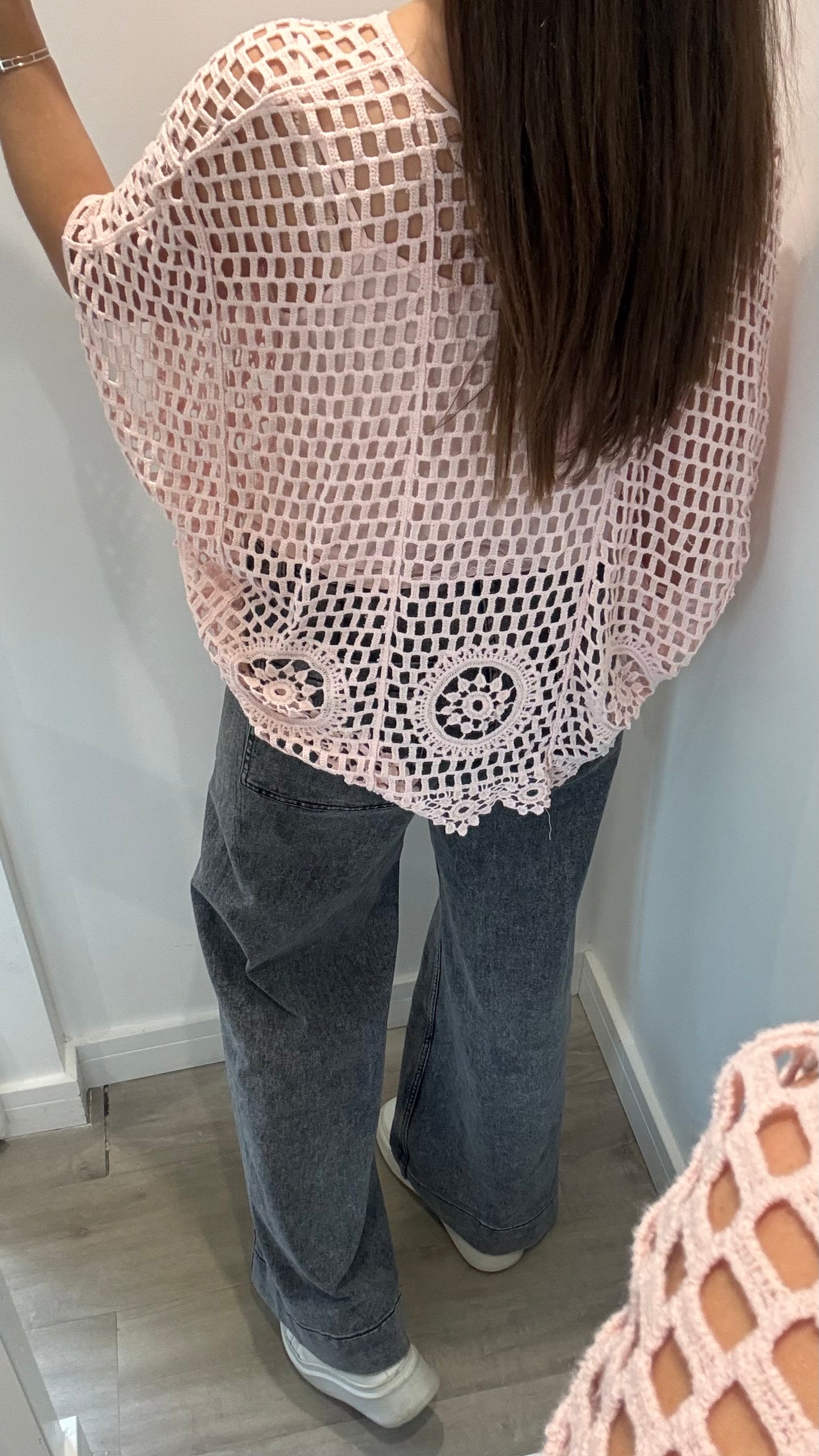 BLUSH CROCHET FLORAL 2-IN-1 TOP