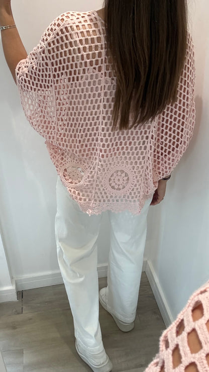 BLUSH CROCHET FLORAL 2-IN-1 TOP