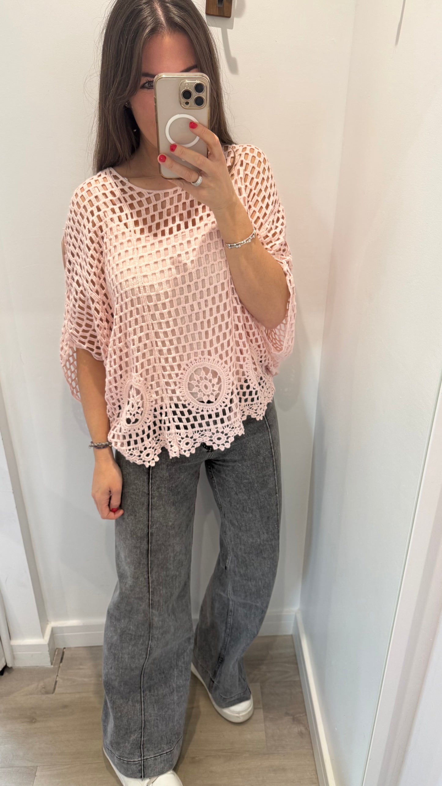 BLUSH CROCHET FLORAL 2-IN-1 TOP