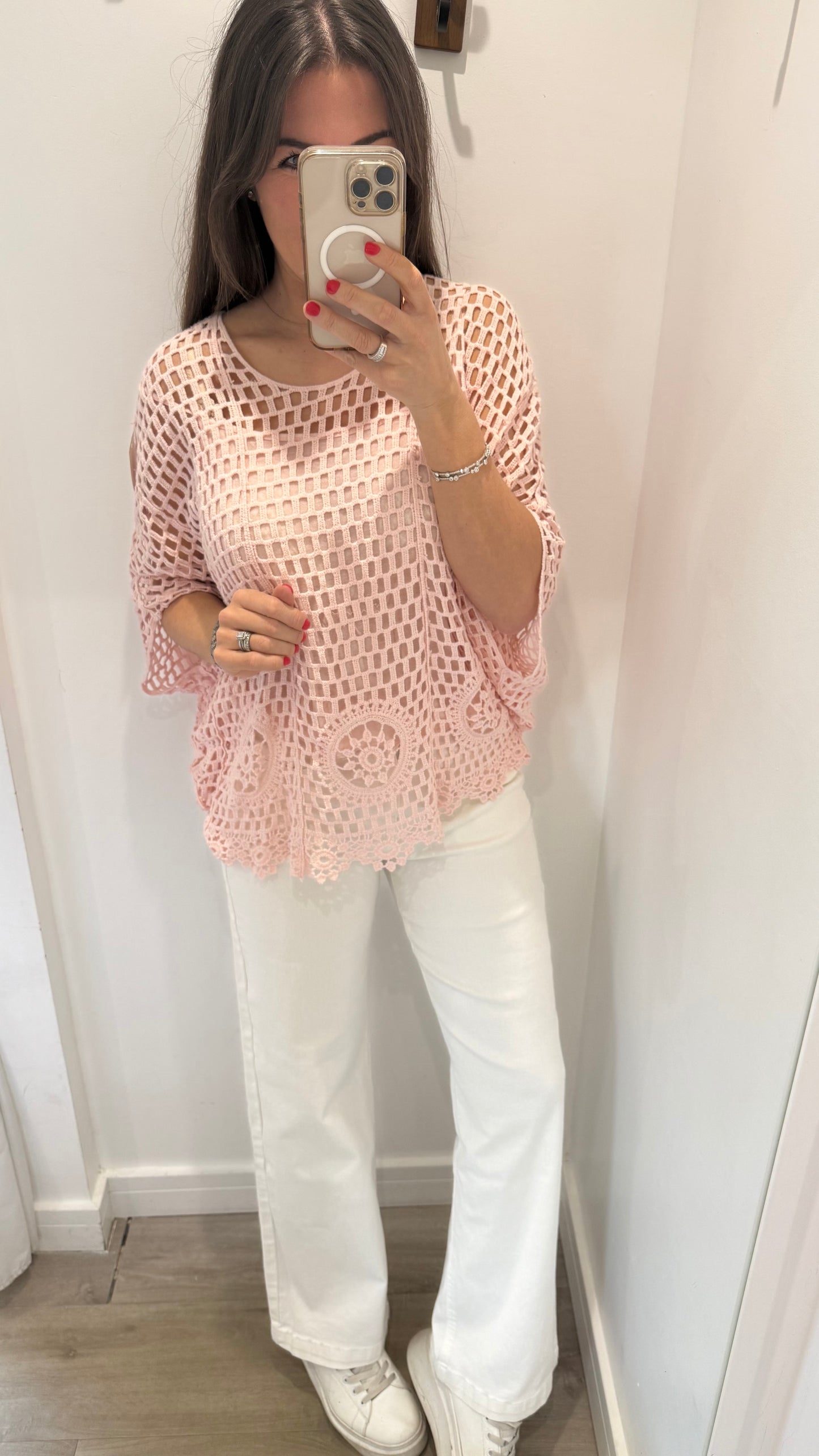 BLUSH CROCHET FLORAL 2-IN-1 TOP