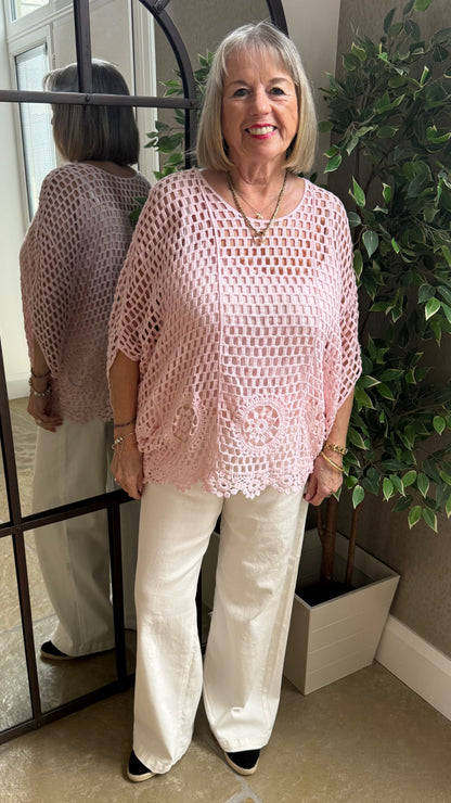 BLUSH CROCHET FLORAL 2-IN-1 TOP