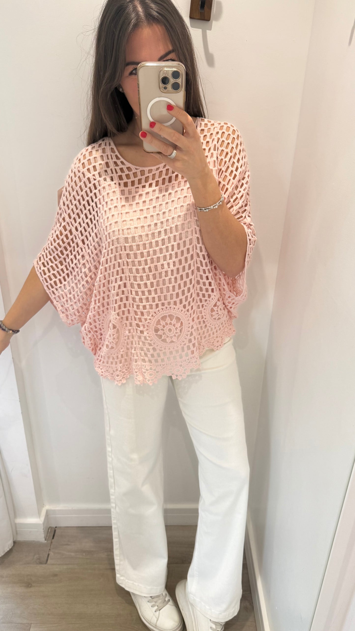 BLUSH CROCHET FLORAL 2-IN-1 TOP