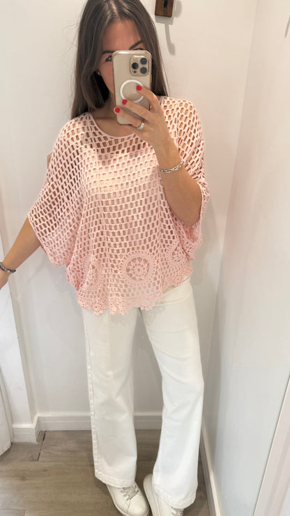 BLUSH CROCHET FLORAL 2-IN-1 TOP
