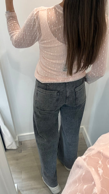 BLUSH PINK SHEER FLORAL TEXTURE TOP