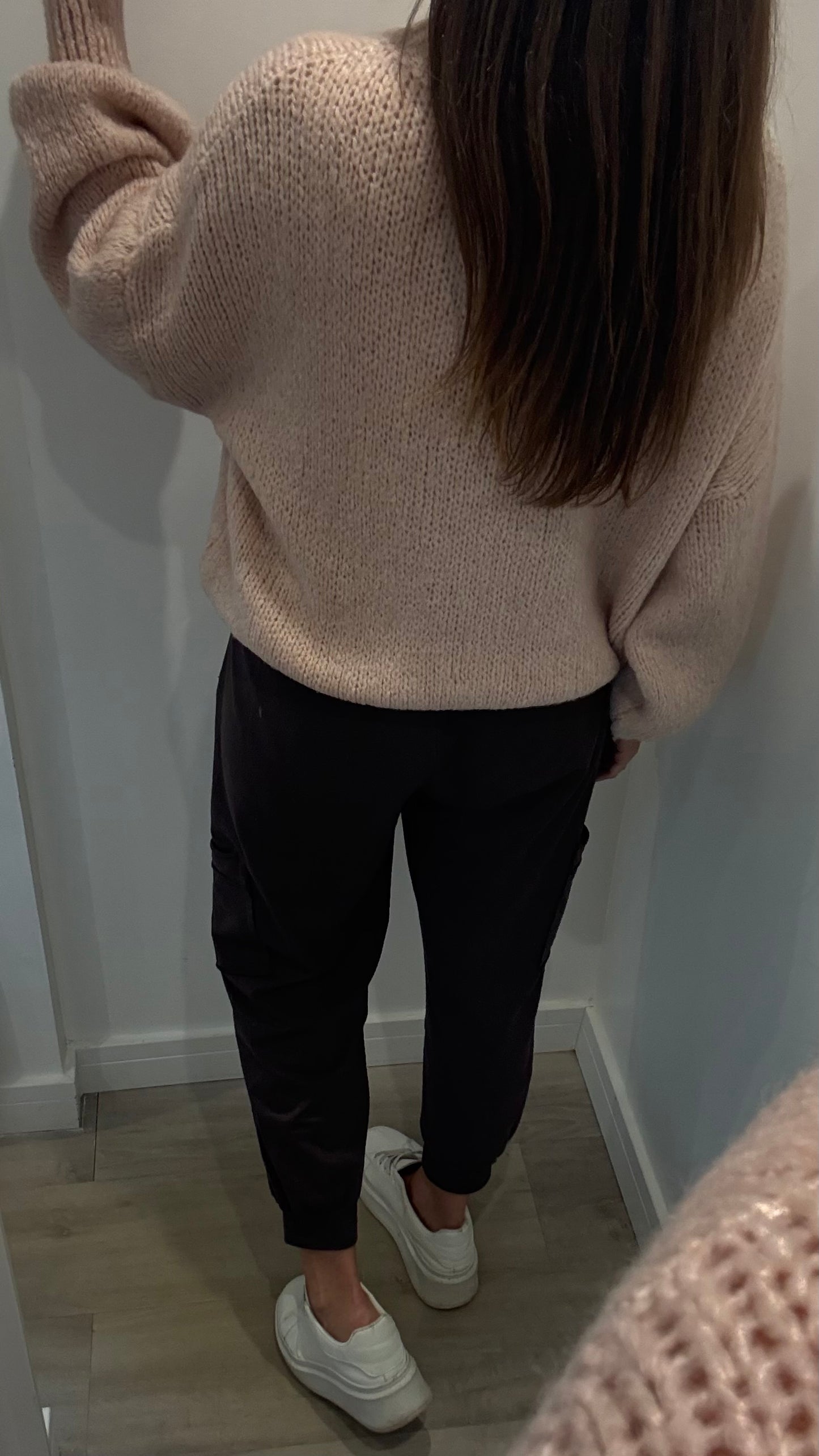 BLUSH PINK TEXTURED BALLOON SLEEVE KNIT