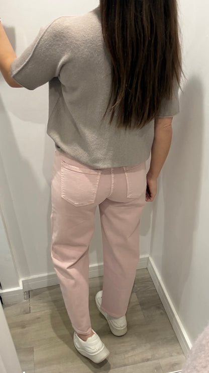 BLUSH PINK MOM FIT JEANS