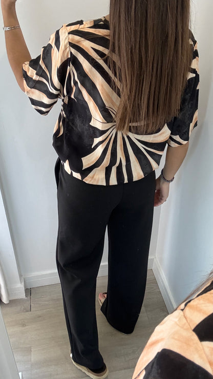 BOTANICAL PRINT V NECK TOP