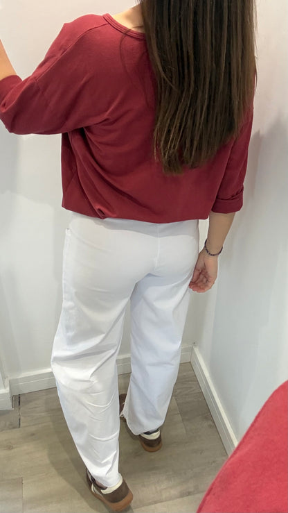 BURGUNDY ROLL SLEEVE SWEAT