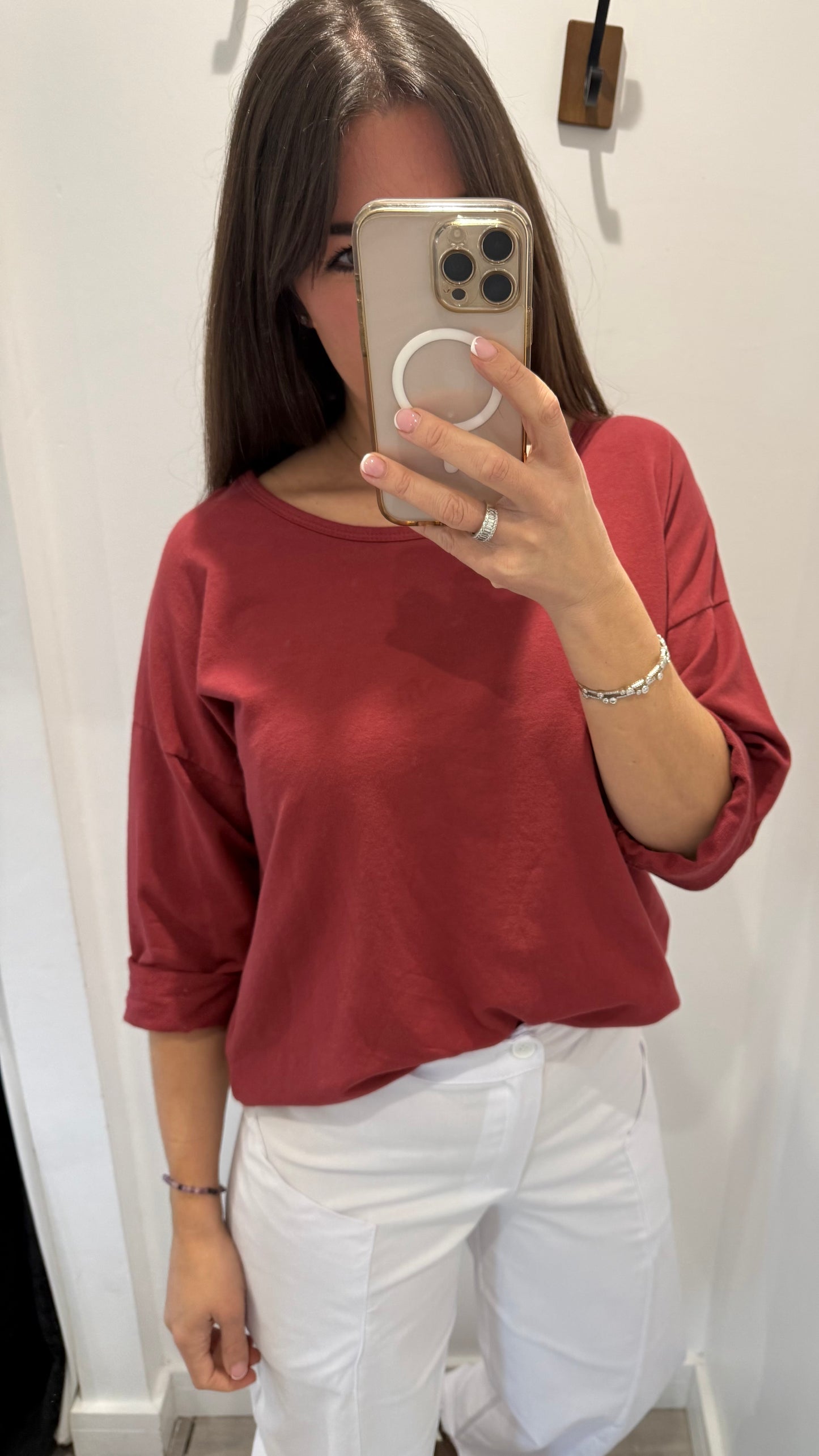 BURGUNDY ROLL SLEEVE SWEAT