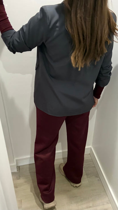 BURGUNDY STRAIGHT LEG DRAWSTRING TROUSERS