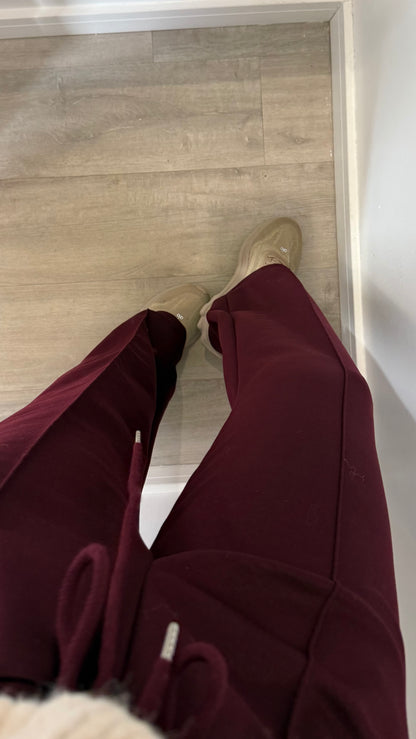 BURGUNDY STRAIGHT LEG DRAWSTRING TROUSERS