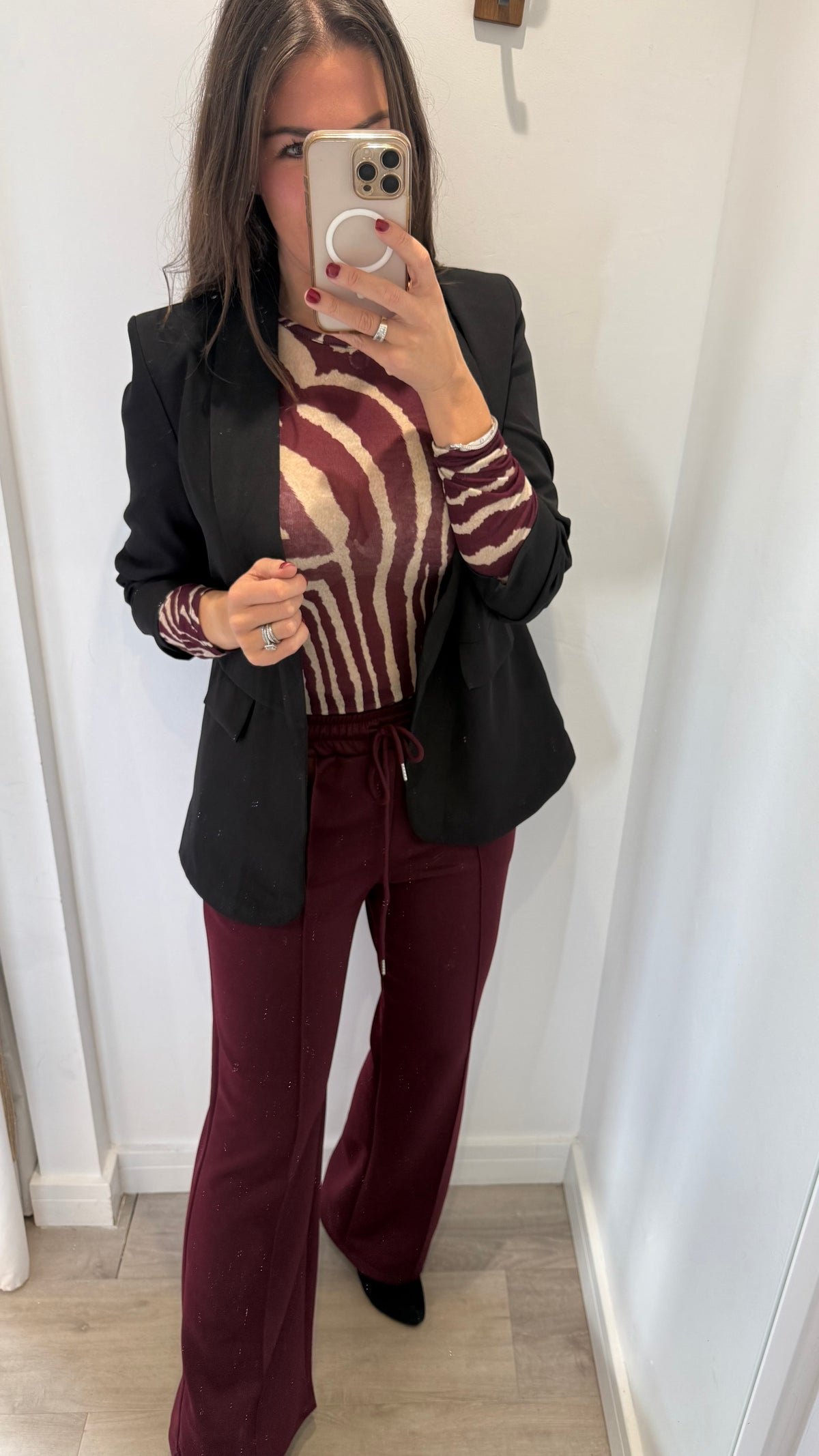 BURGUNDY STRAIGHT LEG DRAWSTRING TROUSERS