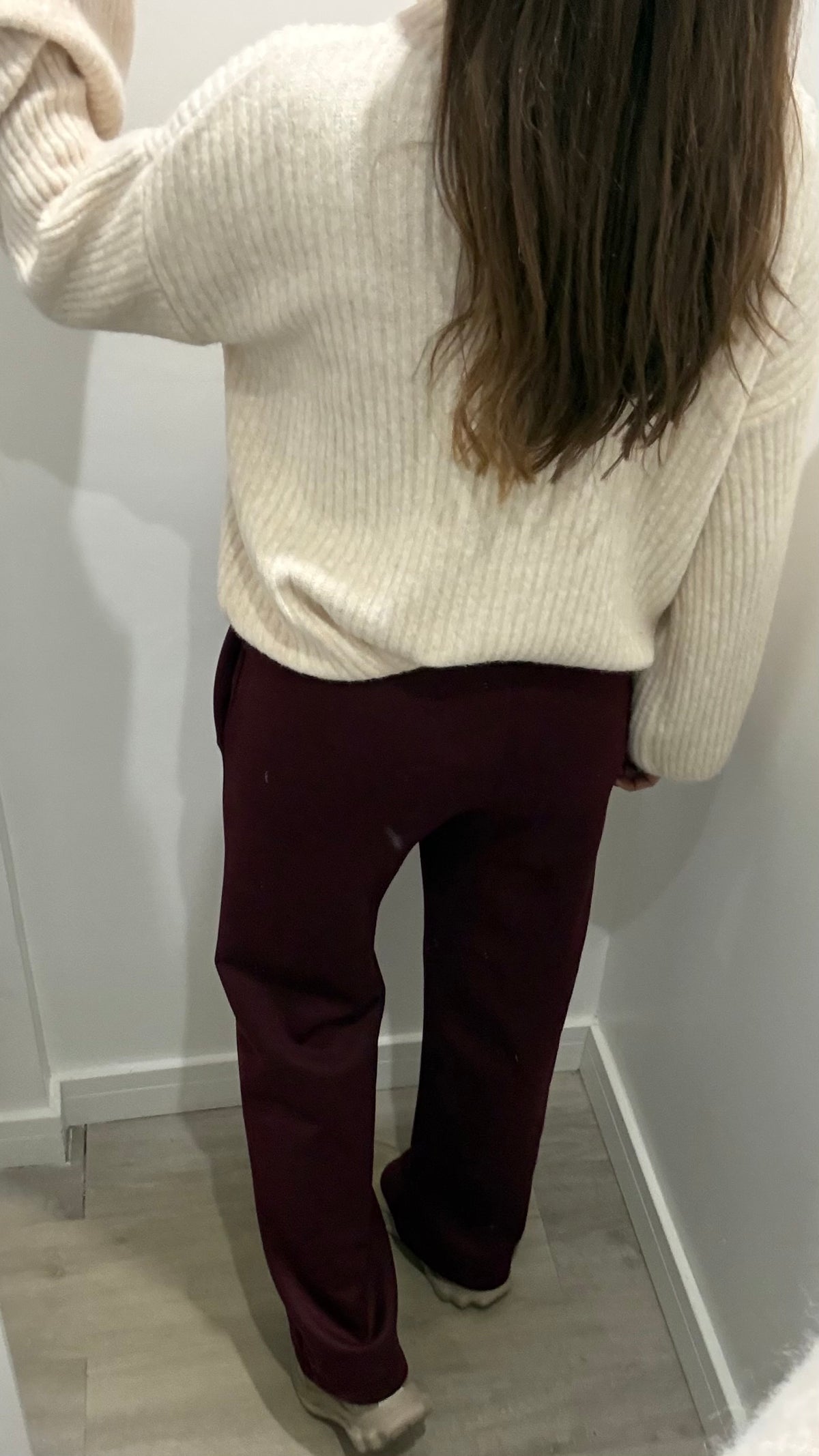 BURGUNDY STRAIGHT LEG DRAWSTRING TROUSERS