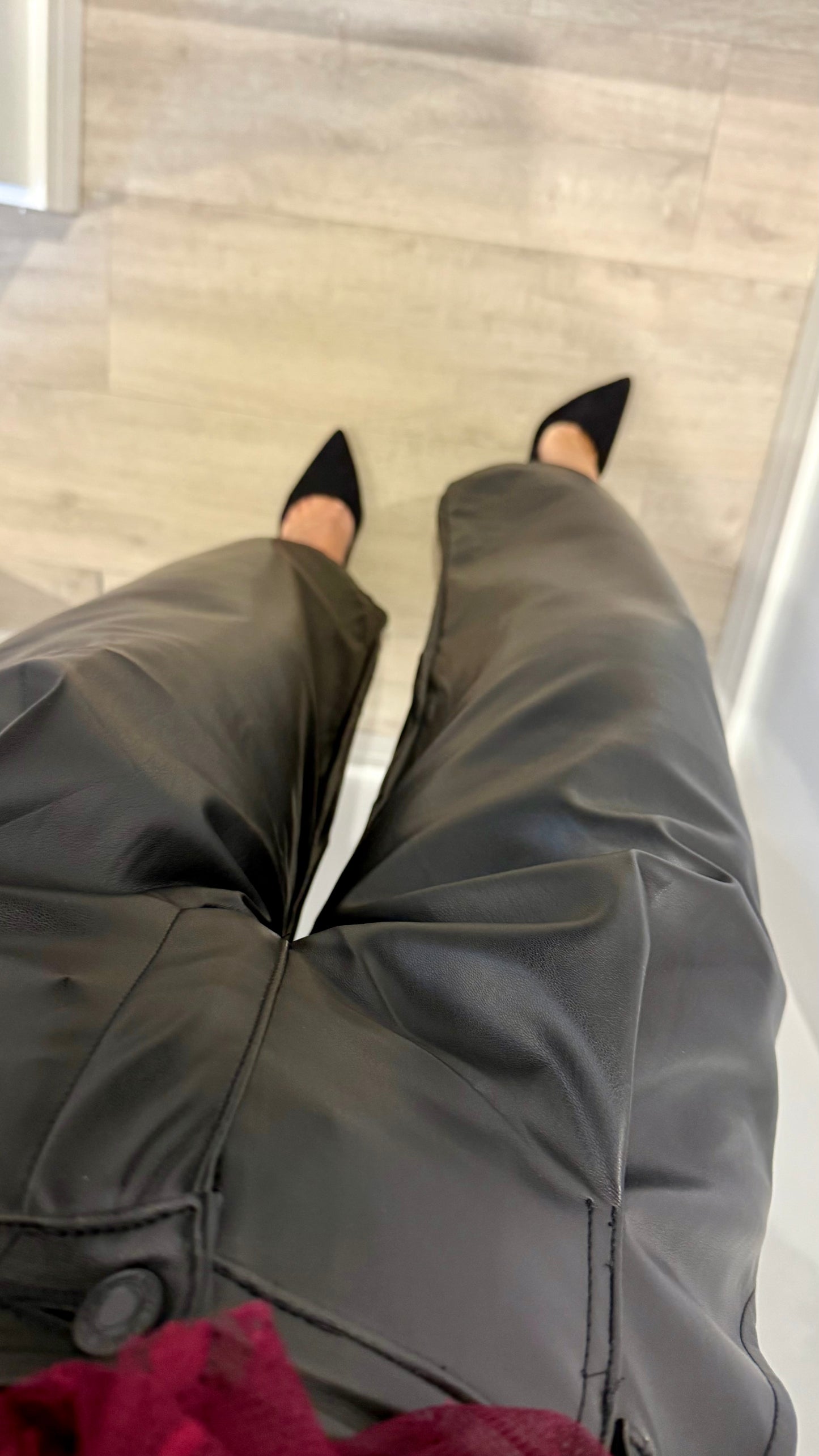 BUTTERY SOFT PLEATHER CROPPED WIDE-LEG TROUSERS