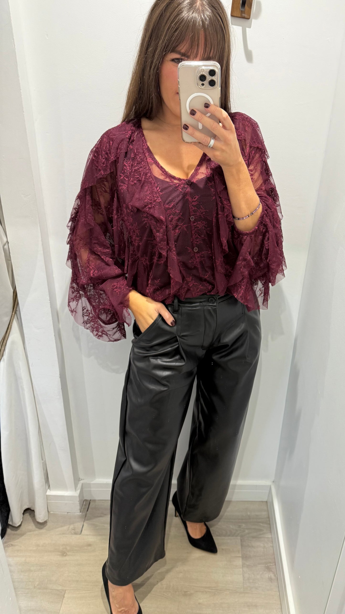 BUTTERY SOFT PLEATHER CROPPED WIDE-LEG TROUSERS