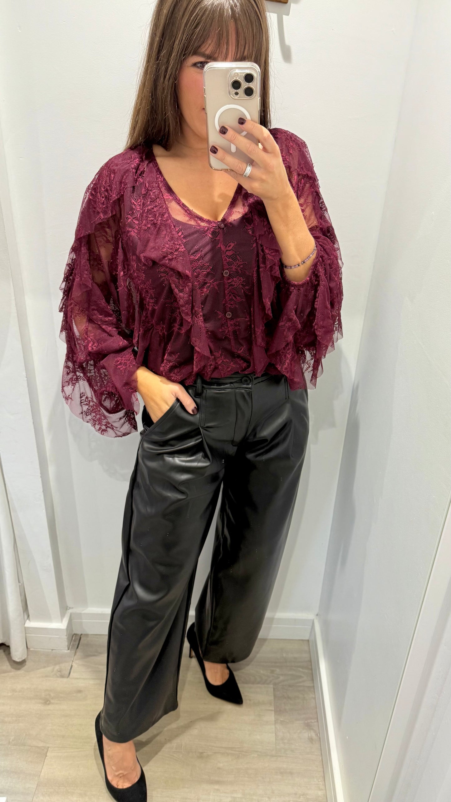 BUTTERY SOFT PLEATHER CROPPED WIDE-LEG TROUSERS