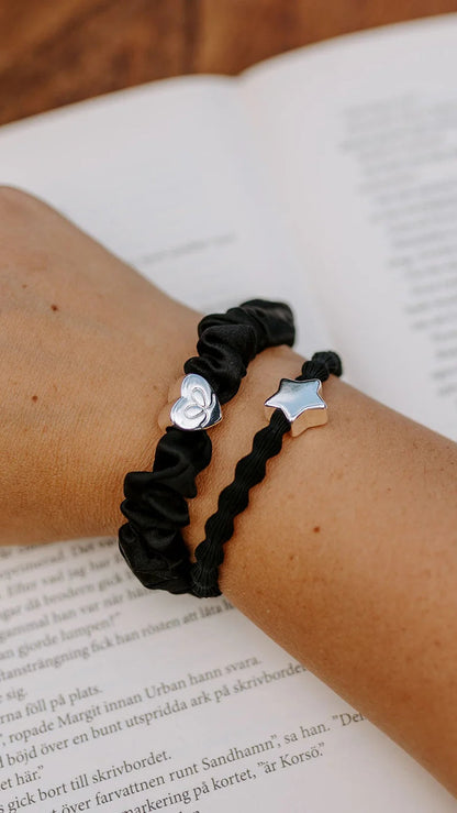 BYELOISE BLACK BANGLE BAND WITH SILVER STAR CHARM