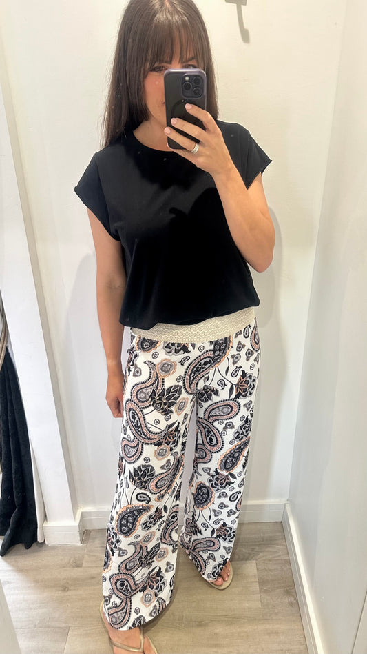 BLACK PAISLEY TROUSERS
