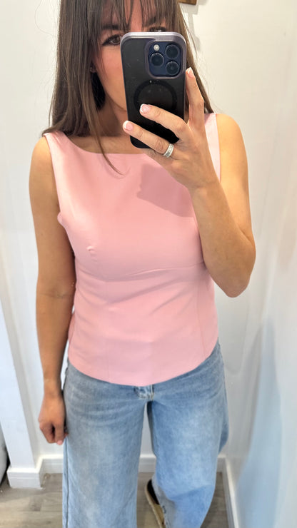 SOFT PINK BOW BACK SLEEVELESS TOP