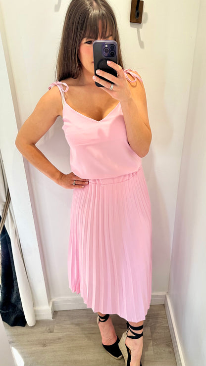 BABY PINK CAMI & PLEATED SKIRT CO-ORD
