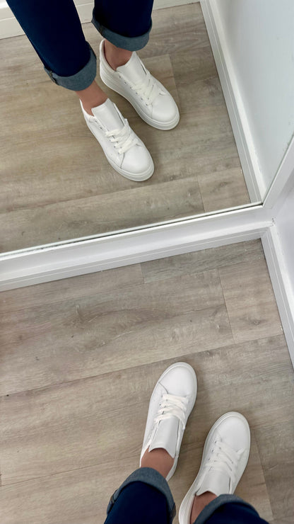 WHITE PLATFORM TRAINERS