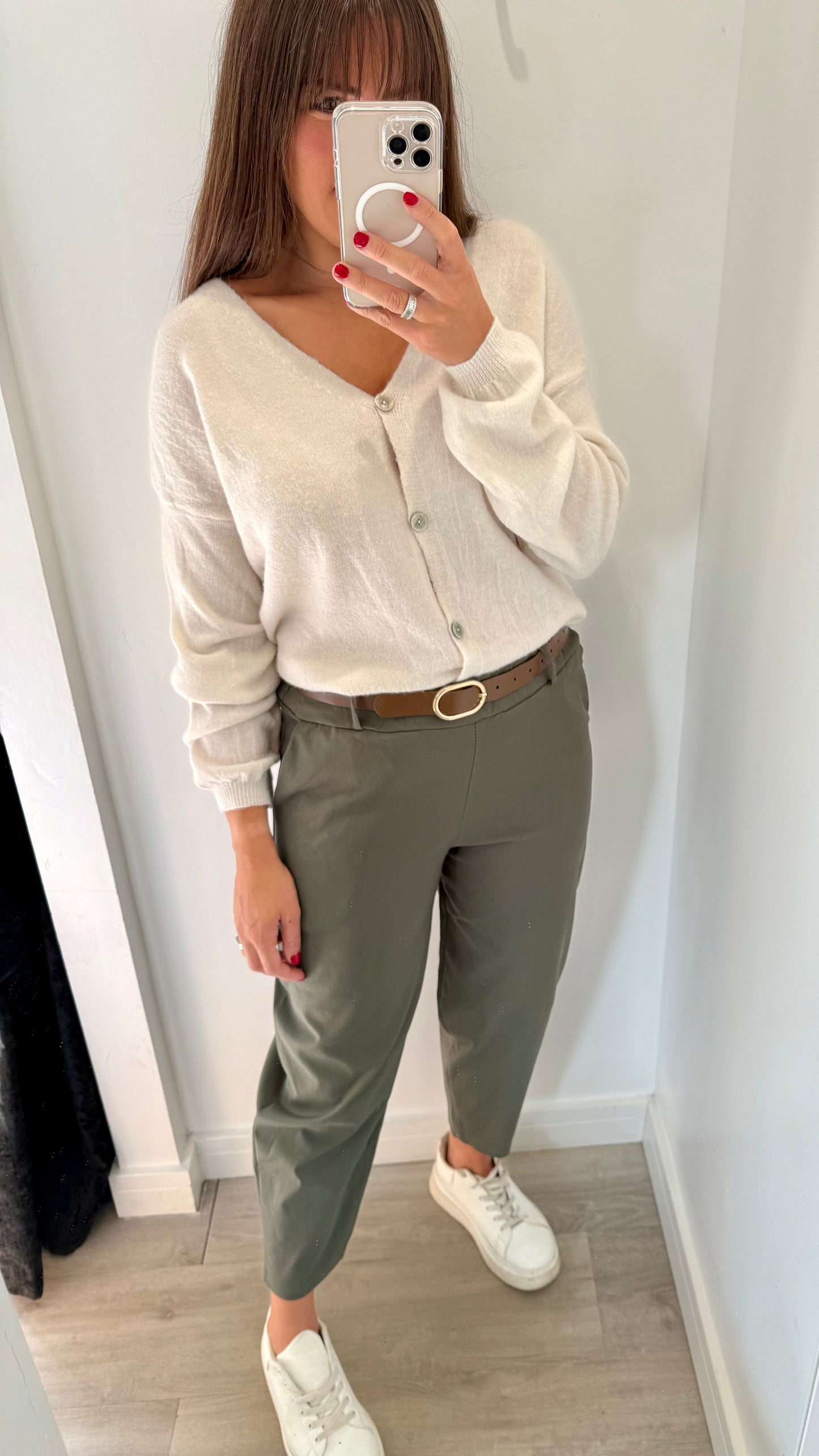 KHAKI BALLOON TROUSERS WITH TAN BELT