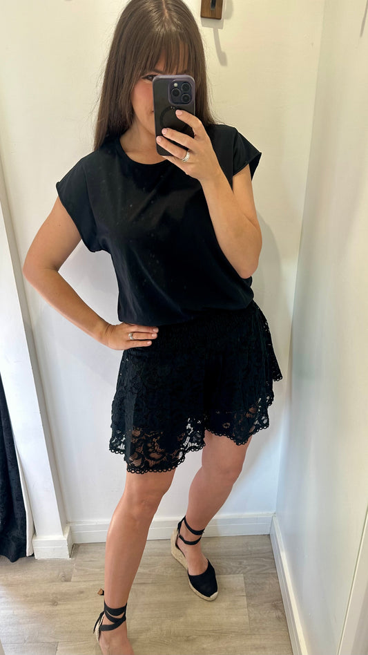 BLACK CROCHET SHORTS