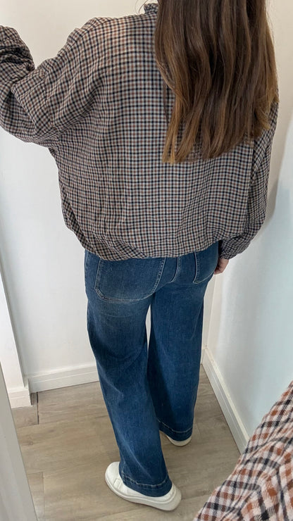 CHARCOAL CHECK BOMBER JACKET