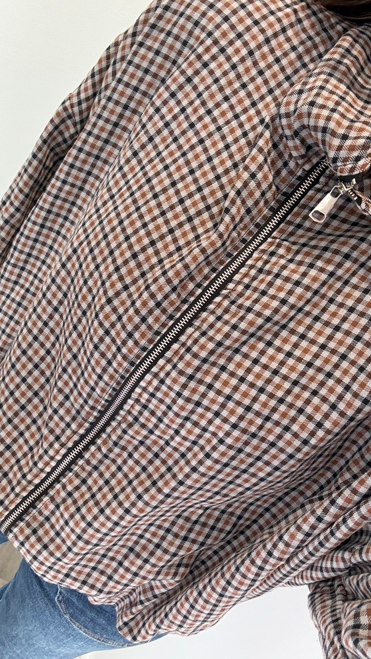 CHARCOAL CHECK BOMBER JACKET