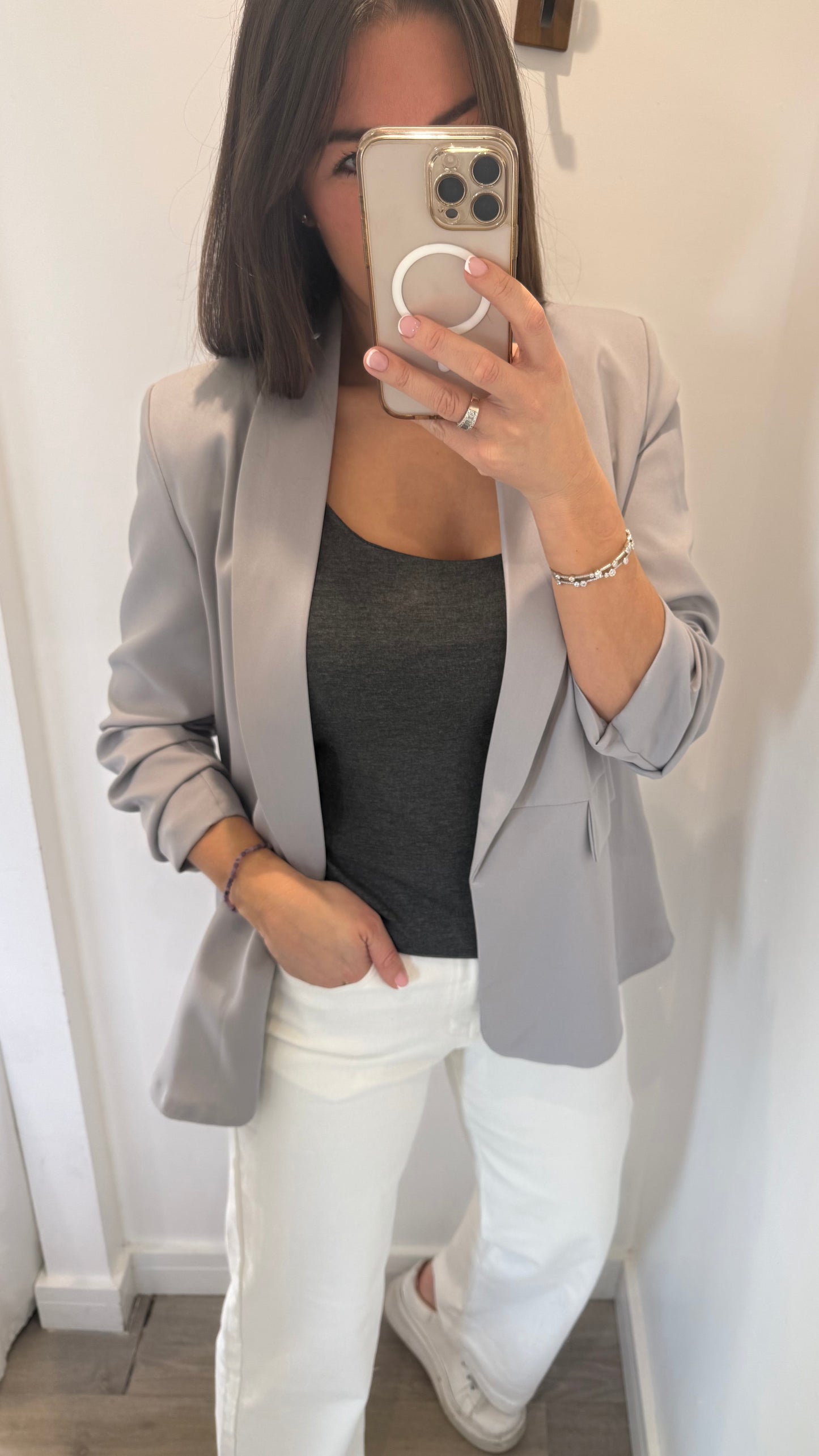 CHARCOAL MARL GREY CAMI VEST TOP - BESTSELLER