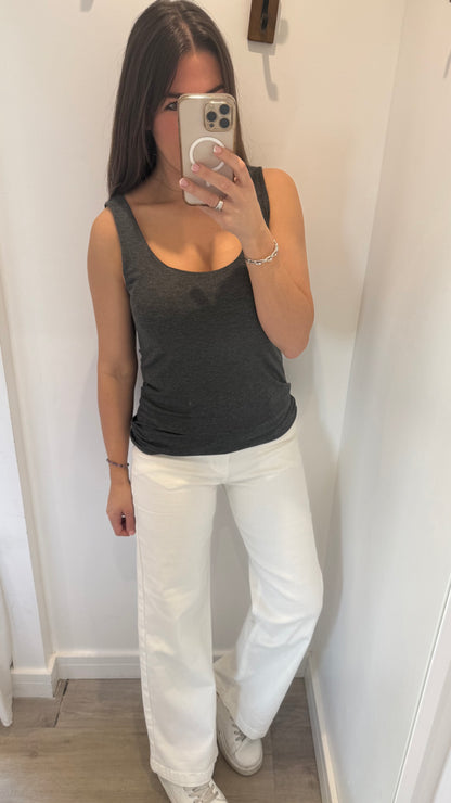 CHARCOAL MARL GREY CAMI VEST TOP - BESTSELLER