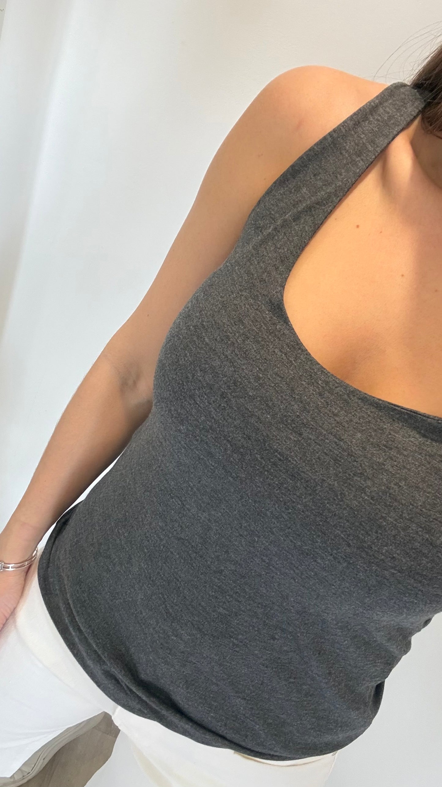 CHARCOAL MARL GREY CAMI VEST TOP - BESTSELLER