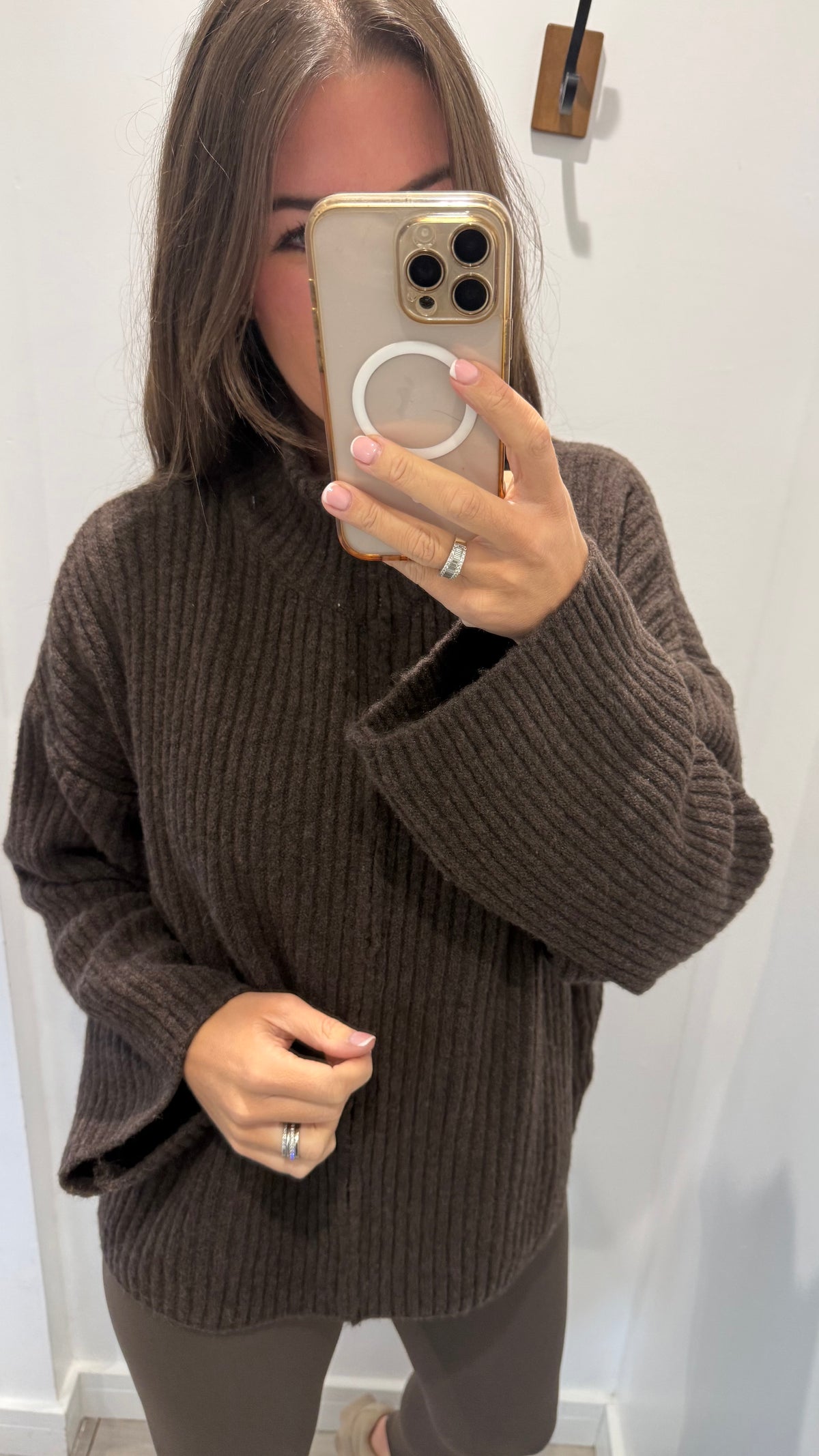 CHOCOLATE BROWN CHUNKY ZIP THROUGH KNIT CARDIGAN