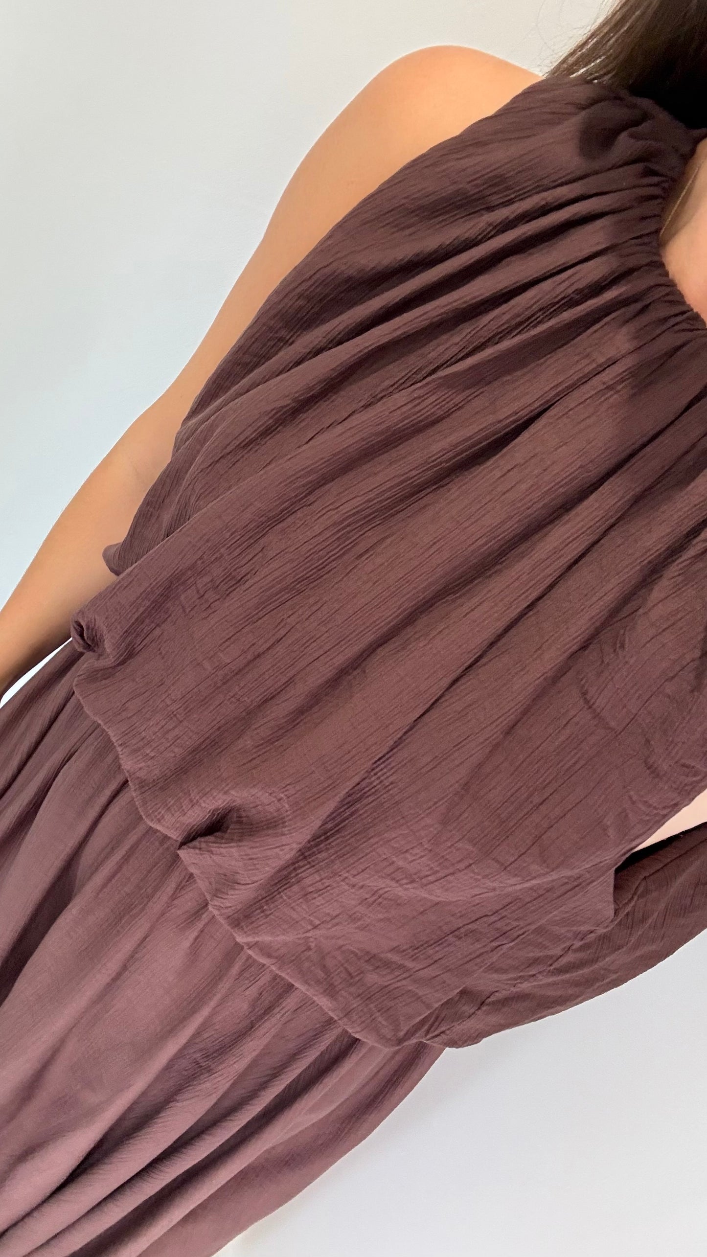 CHOCOLATE ELASTICATED MAXI DRESS