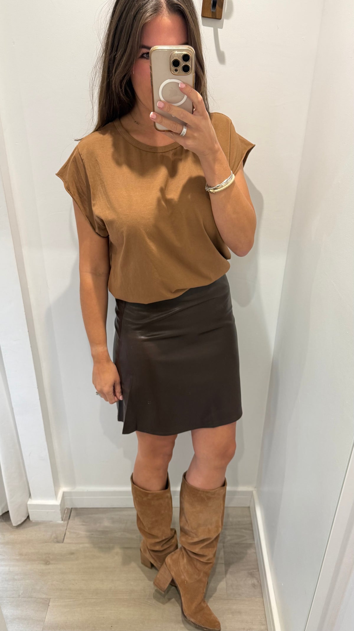 CHOCOLATE PU MINI SKIRT