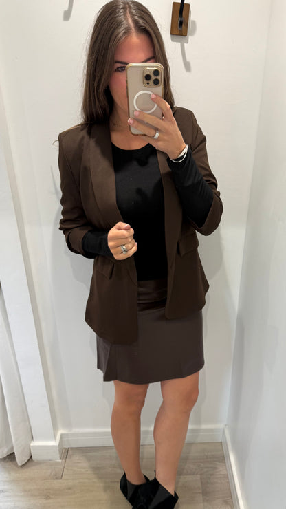 CHOCOLATE PU MINI SKIRT