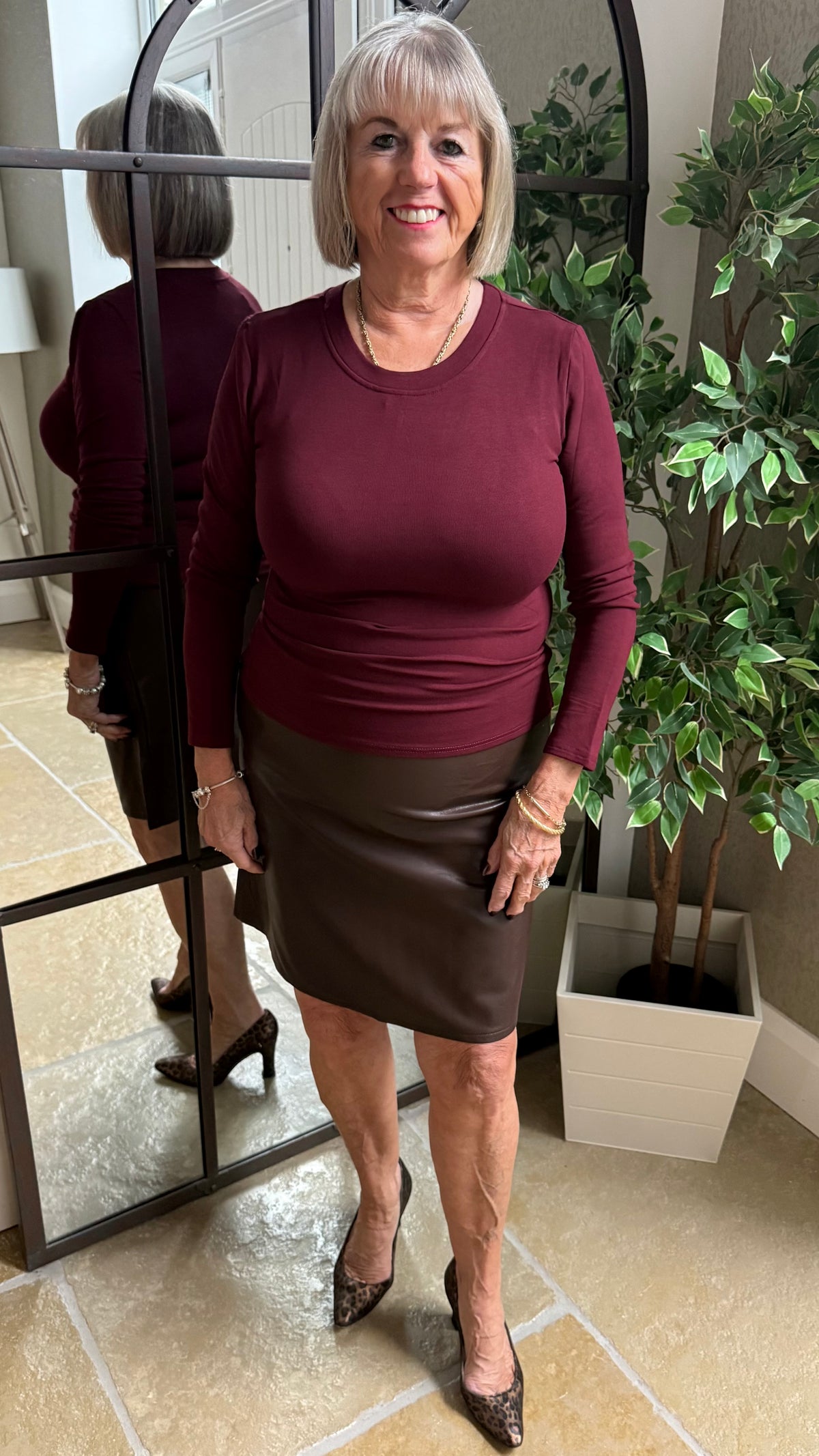 CHOCOLATE PU MINI SKIRT